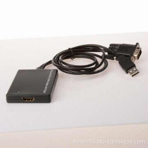 VGA and USB to HDMI adapter with pigtail, supports common VGA video resolutions